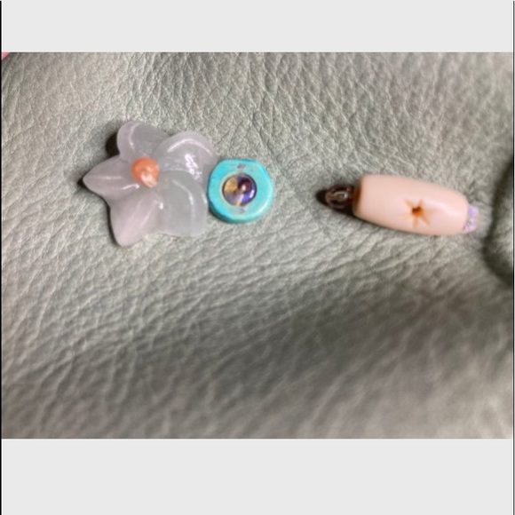 Deer leather beaded flower medicine bag pouch purse wallet opal necklace bone - Picture 2 of 5